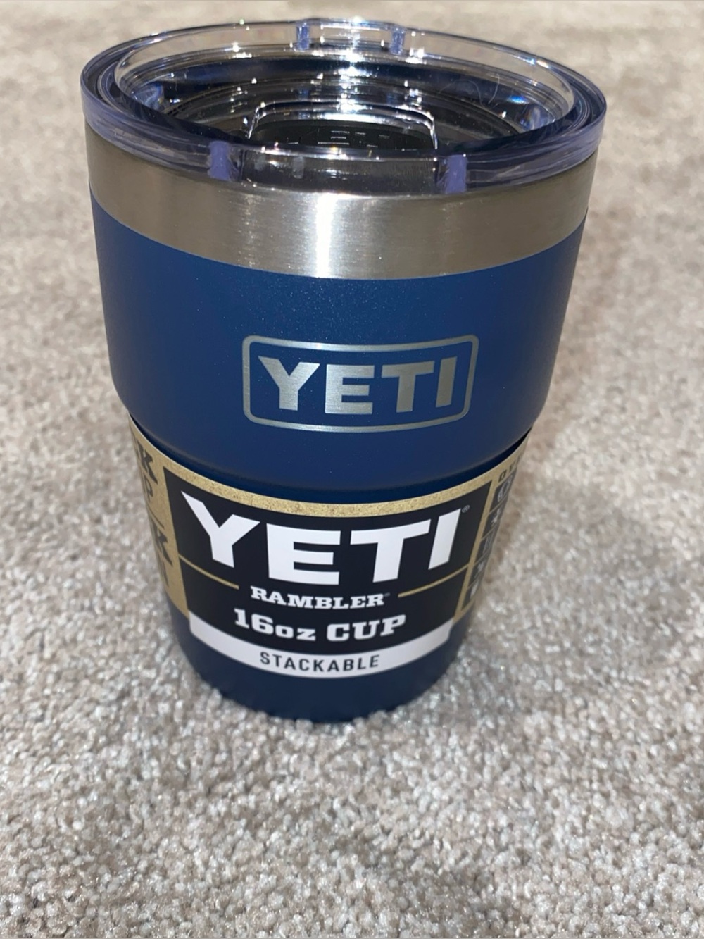 YETI Rambler 16oz Stackable Cup With Magslider Lid Navy Blue Brand New Camping